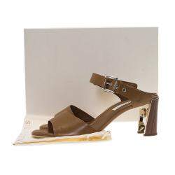 مملوكة مسبقًا Stella McCartney Brown Faux Leather Buckle Mules Size 40.5
