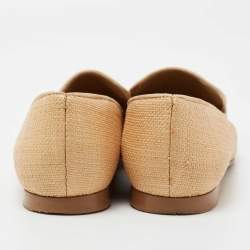 Stella McCartney Brown Woven Raffia Embellishment Tatami Smoking Slippers Size 35