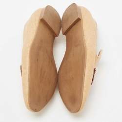 Stella McCartney Brown Woven Raffia Embellishment Tatami Smoking Slippers Size 35