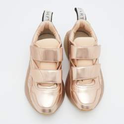 Stella McCartney Metallic Rose Gold Faux Leather Eclypse Sneakers Size 36
