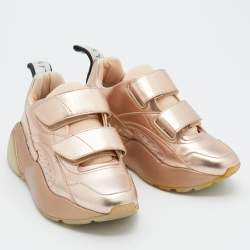 Stella McCartney Metallic Rose Gold Faux Leather Eclypse Sneakers Size 36