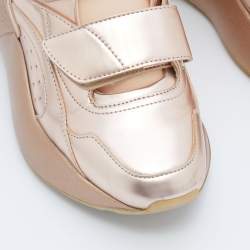 Stella McCartney Metallic Rose Gold Faux Leather Eclypse Sneakers Size 36