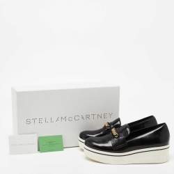Pre Owned Stella McCartney Black Faux Leather Chain Link Slip On Sneakers Size 40