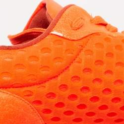 Pre Owned Stella McCartney Neon Orange Faux Leather and Mesh Low-Top Sneakers Size 37