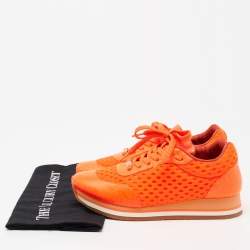Pre Owned Stella McCartney Neon Orange Faux Leather and Mesh Low-Top Sneakers Size 37