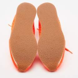 Pre Owned Stella McCartney Neon Orange Faux Leather and Mesh Low-Top Sneakers Size 37