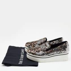 Pre Owned حذاء رياضي ستيلا مكارتني بينكس سليب أون ترتر ذهبي/ فضي بنعل سميك مقاس 36 