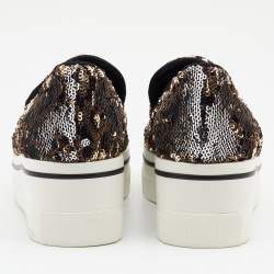 Pre Owned حذاء رياضي ستيلا مكارتني بينكس سليب أون ترتر ذهبي/ فضي بنعل سميك مقاس 36 