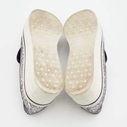 Stella McCartney Metallic Silver Faux Crinkled Leather Binx Platform Slip On Sneakers Size 38