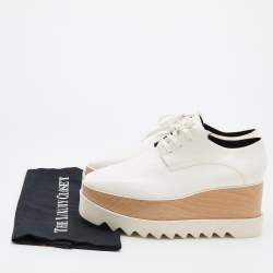 Pre Owned Stella McCartney White Faux Leather Elyse Platform Derby Size 39