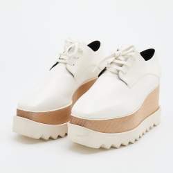 Pre Owned Stella McCartney White Faux Leather Elyse Platform Derby Size 39