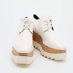Pre Owned Stella McCartney White Faux Leather Elyse Platform Derby Size 39