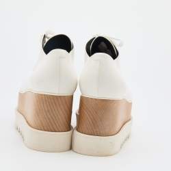Pre Owned Stella McCartney White Faux Leather Elyse Platform Derby Size 39