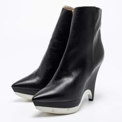 Stella McCartney Black Leather Ankle Boots Size 41