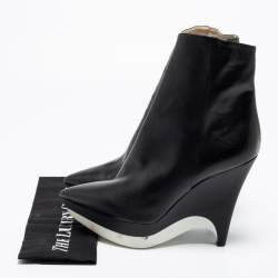 Stella McCartney Black Leather Ankle Boots Size 41