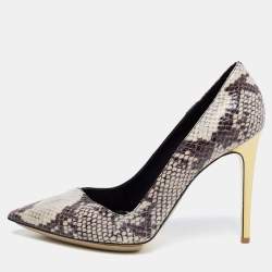 Stella McCartney Tri Color Faux Patent and Snakeskin Embossed Leather D'orsay Pumps Size 38.5