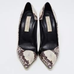 Stella McCartney Tri Color Faux Patent and Snakeskin Embossed Leather D'orsay Pumps Size 38.5