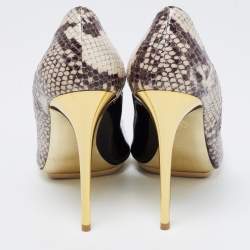 Stella McCartney Tri Color Faux Patent and Snakeskin Embossed Leather D'orsay Pumps Size 38.5