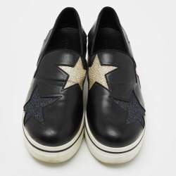 Pre Owned حذاء رياضي ستيلا مكارتني جلد صناعي أسود نعل سميك سليب أون مزين بنجمة بينكس مقاس 38