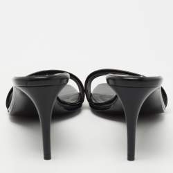 Stella McCartney Black Faux Leather Slide Sandals Size 39