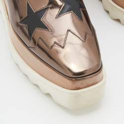 Pre Owned Stella McCartney Brown/Black Leather Elyse Star Platform Lace Up Derby Sneakers Size 38