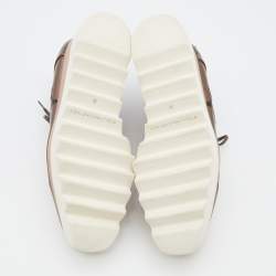 Pre Owned Stella McCartney Brown/Black Leather Elyse Star Platform Lace Up Derby Sneakers Size 38