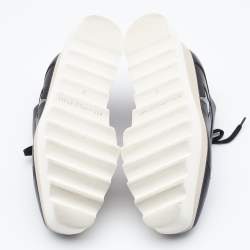 Pre Owned Stella McCartney Black Faux Leather Elyse Star Platform Derby Sneakers Size 37