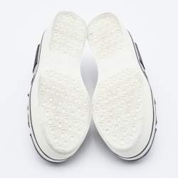 Pre Owned Stella McCartney Metallic Grey Faux Suede and Satin Binx Star Platform Slip On Sneakers Size 37