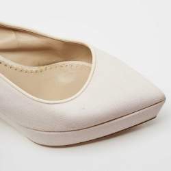 Stella McCartney Off White Canvas Slingback Pointed Toe Pumps Size 38
