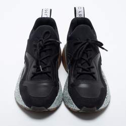 Pre Owned Stella McCartney Black Faux Leather and Suede Eclypse Sneakers Size 39