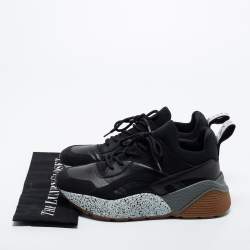 Pre Owned Stella McCartney Black Faux Leather and Suede Eclypse Sneakers Size 39