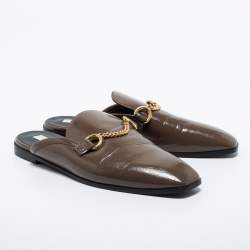 Pre Owned Stella McCartney Brown Faux Leather Mules Size 38 