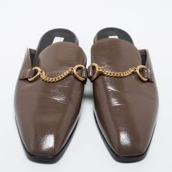 Pre Owned Stella McCartney Brown Faux Leather Mules Size 38 