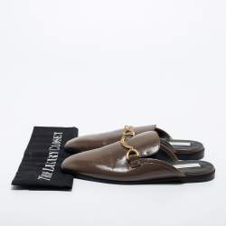 Pre Owned Stella McCartney Brown Faux Leather Mules Size 38 