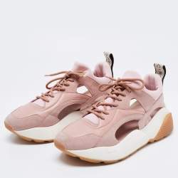 Pre Owned Stella McCartney Pink Faux Leather and Suede Eclypse Low Top Sneakers Size 40