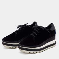 Pre Owned Stella McCartney  Black Suede And Faux Leather Elyse Platform Sneakers  Size 40