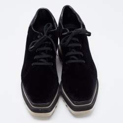 Pre Owned Stella McCartney  Black Suede And Faux Leather Elyse Platform Sneakers  Size 40