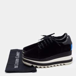 Pre Owned Stella McCartney  Black Suede And Faux Leather Elyse Platform Sneakers  Size 40
