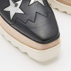 Pre Owned Stella McCartney Black Faux Leather Elyse Star Derby Sneakers Size 38.5