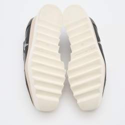 Pre Owned Stella McCartney Black Faux Leather Elyse Star Derby Sneakers Size 38.5