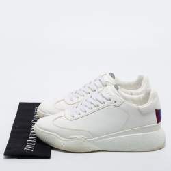 Pre Owned Stella McCartney White Faux Leather Loop Sneakers Size 41