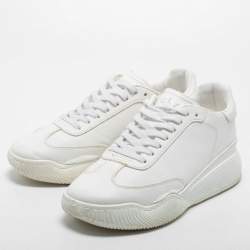 Pre Owned Stella McCartney White Faux Leather Loop Sneakers Size 41