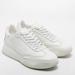 Pre Owned Stella McCartney White Faux Leather Loop Sneakers Size 41