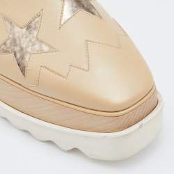 Pre Owned Stella McCartney Beige Faux Leather Elyse Star Platform Derby Sneakers Size 38.5