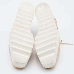 Pre Owned Stella McCartney Beige Faux Leather Elyse Star Platform Derby Sneakers Size 38.5