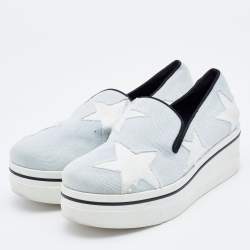 Stella McCartney Light Blue Denim Binx Star Platform Sneakers Size 36