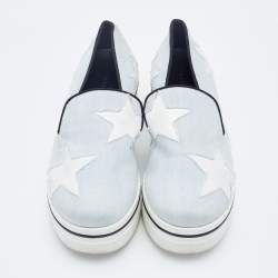 Stella McCartney Light Blue Denim Binx Star Platform Sneakers Size 36