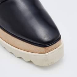 Pre Owned Stella McCartney Black Faux Leather Elyse Platform Derby Sneakers Size 35.5