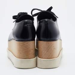Pre Owned Stella McCartney Black Faux Leather Elyse Platform Derby Sneakers Size 35.5