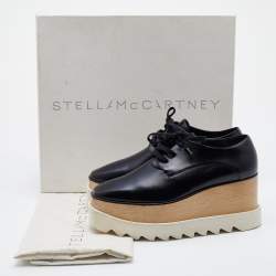 Pre Owned Stella McCartney Black Faux Leather Elyse Platform Derby Sneakers Size 35.5